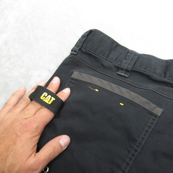 CAT Work Pants Mens 36x31 Black Carpenter Cordura Double Knee Pad Holder Roofing - Picture 15 of 16